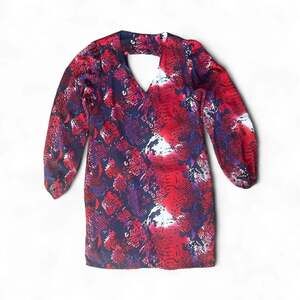 Aqua Red & Blue Snakeskin Dress Size Small